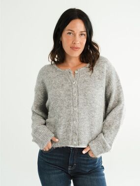 CJLA Montecito Cozy Button-Front gray Knit Sweater